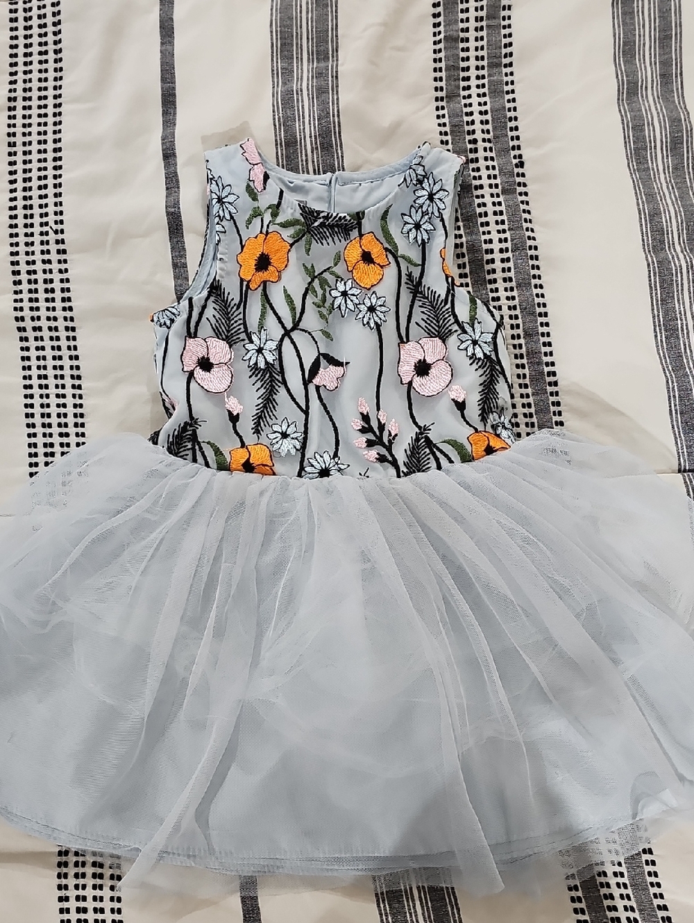 Pippa & Julie Light Blue Floral Embroidered Dress